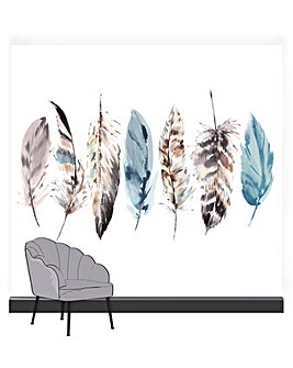 Art for the Home Watercolour Feathers Multicolour Mural