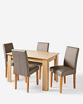 Dakota Small Dining Table with 4 Ava Faux Leather Chairs