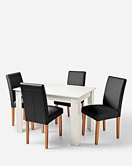 Dakota Small Dining Table with 4 Ava Faux Leather Chairs