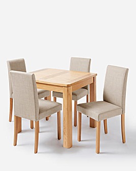 Logan Oak Extending Table & 4 Ava Chairs