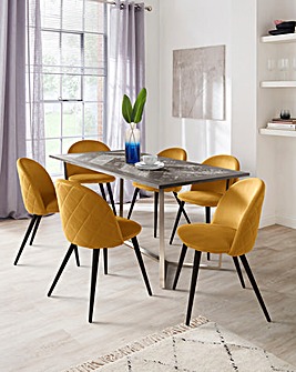 Joanna Hope Coco Dining Table with 6 Klara Chairs