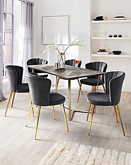 Joanna Hope Coco Dining Table with 6 Clarice Chairs