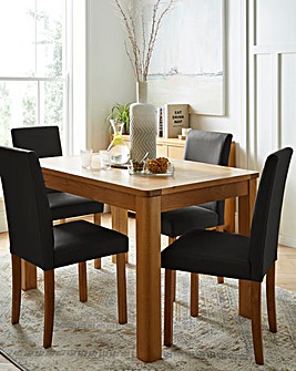 Logan Oak Extending Table & 4 Leather Ava Chair