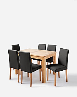 Logan Oak Table & 6 Leather Ava Chairs