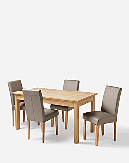 Julipa Ashford Table with 4 Ava Faux Leather Chairs
