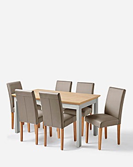 Julipa Ashford Table with 6 Ava Faux Leather Chairs