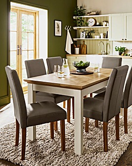 Julipa Ashford Table with 6 Ava Faux Leather Chairs