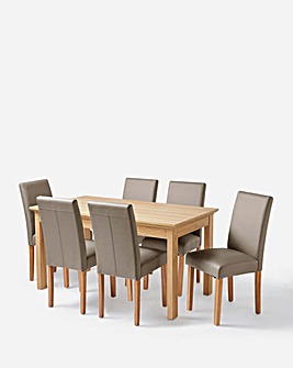 Julipa Ashford Table with 6 Ava Faux Leather Chairs