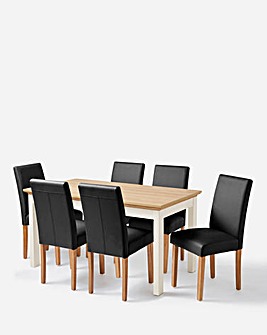 Julipa Ashford Table with 6 Ava Faux Leather Chairs