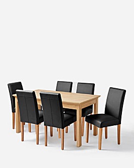 Julipa Ashford Table with 6 Ava Faux Leather Chairs