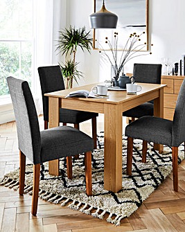 Dakota Small Dining Table with 4 Ava Fabric Chairs