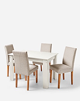 Dakota Small Dining Table with 4 Ava Fabric Chairs