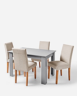 Dakota Small Dining Table with 4 Ava Fabric Chairs