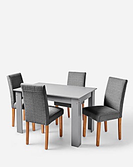 Dakota Small Dining Table with 4 Ava Fabric Chairs