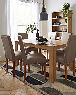 Dakota Large Dining Table with 6 Ava Faux Leather Chairs