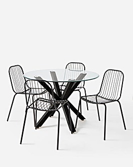 Bodie Black Table with 4 Colden Dining Chairs