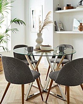 Estelle Table with 4 Klara Boucle Chairs