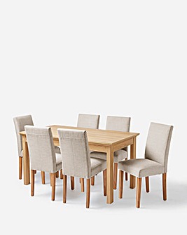 Julipa Ashford Table with 6 Ava Fabric Chairs