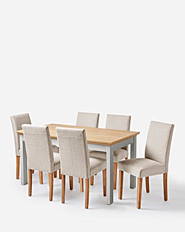 Julipa Ashford Table with 6 Ava Fabric Chairs