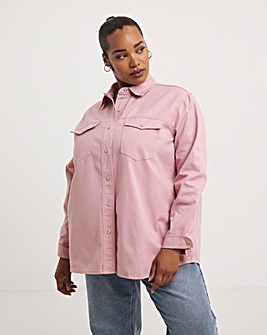 Pink Loose Fit Denim Shirt