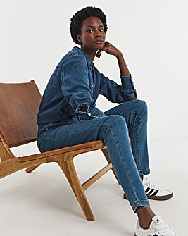 Mid Blue High Waist Super Soft Slim Leg Jean