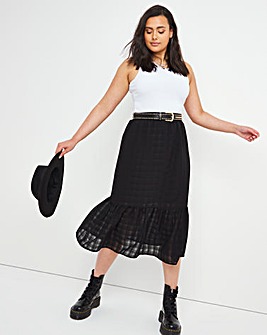 Black Tiered Jacquard Skirt