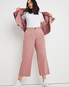 Dusty Pink Wide Leg Crop Carpenter Trousers With Contrast Stitch