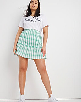 Gingham Shirred Mini Skirt