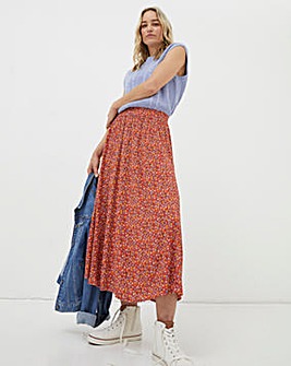 FatFace Millie Floral Gradient Midi Skirt
