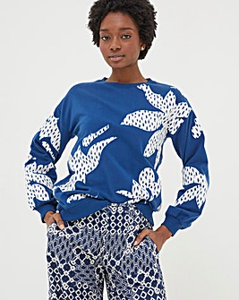 FatFace Alex Textured Leaves Crew Sweatshirt