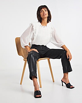 Faux Leather Straight Leg Trouser With Cosy Touch Lining