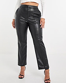 Faux Leather Straight Leg Trouser With Cosy Touch Lining