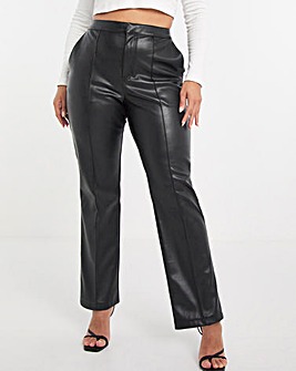 Faux Leather Straight Leg Trouser With Cosy Touch Lining
