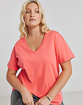 Pink Slub V Neck T-Shirt