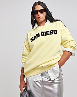 Pale Yellow San Diego Slogan Sweatshirt