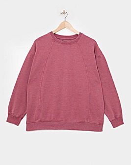 Burgundy Acid Wash Seam Detail Sweatshirt