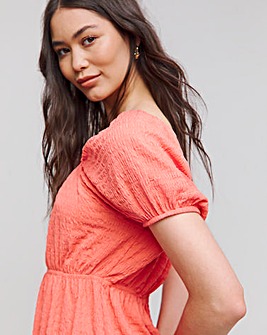 Coral Short Sleeve Textured Top