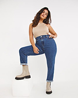Mom Jeans With Back Waist Adjuster