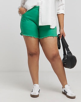 Green Fray Hem Shorts