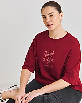 Burgundy Cherry Graphic T-Shirt