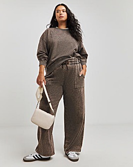 Chocolate Acid Wash Pocket Wide Leg Joggers