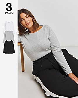 Black, White & Grey Pack of 3 Slash Neck Tops