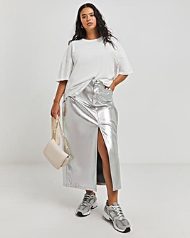 White Stepped Hem Seam T-Shirt