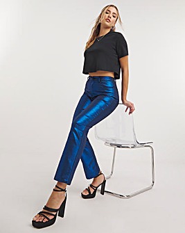 Blue Metallic Straight Leg Jean