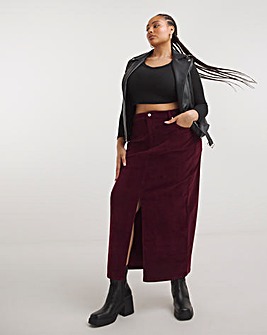 Burgundy Cord Maxi Skirt