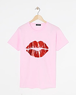 Simply Be Pink Foil Lips T-Shirt