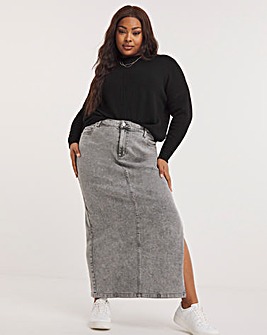 Grey Side Split Maxi Skirt