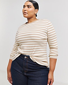 Oatmeal & Ivory Stripe Ribbed Long Sleeve Top