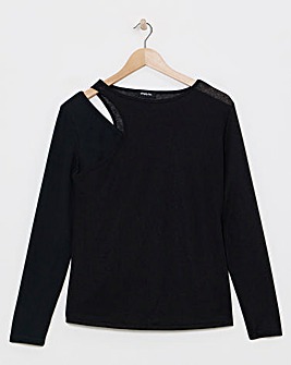 Black 2 in 1 Knit Look Mesh Top