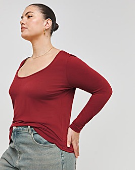 Red Scoop Neck Top